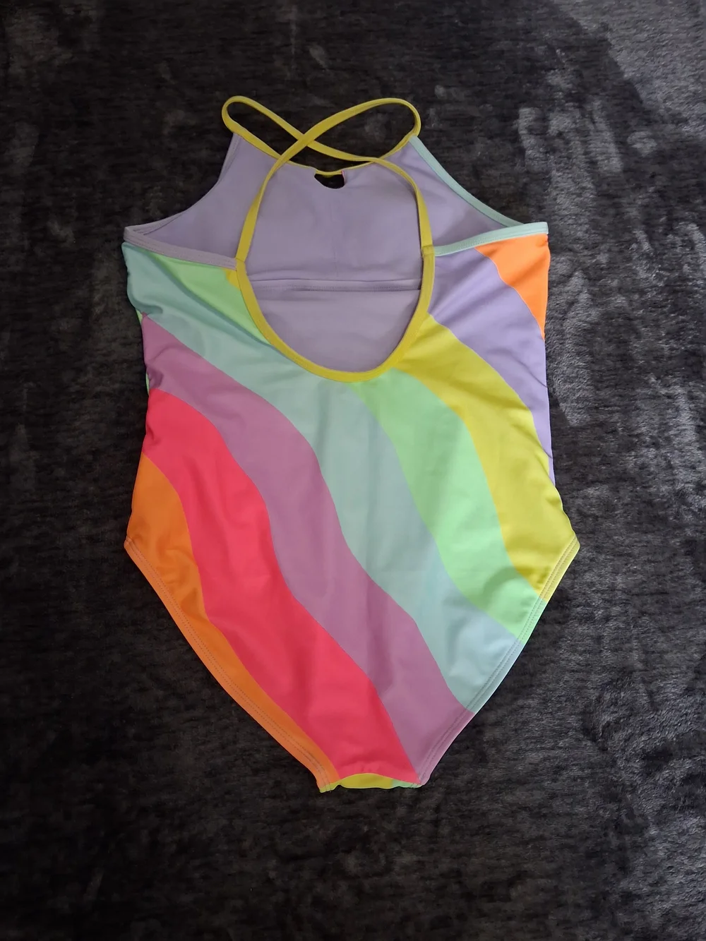 Wonder Nation 1piece Multicolor Wavy Striped Swimsuit Girls Size 10/12